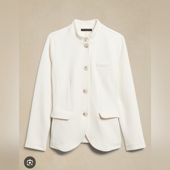 NWT Banana Republic Factory Knit Pique Blazer Size Medium In Snow Day - Picture 1 of 7